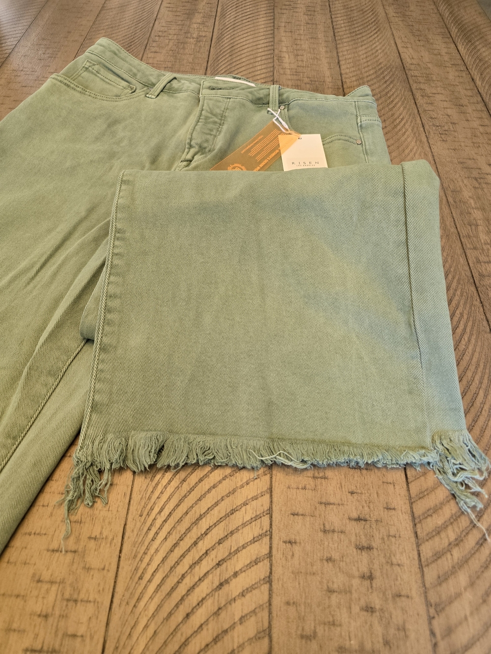 Risen Sage Green Cropped Wide-Leg High-Rise Jeans - Picture 4 of 4